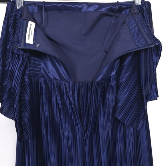AMANDA UPRICHARD Collina Crinkle Jumpsuit Navy Size XS Pleated Strapless - Picture 13 of 14